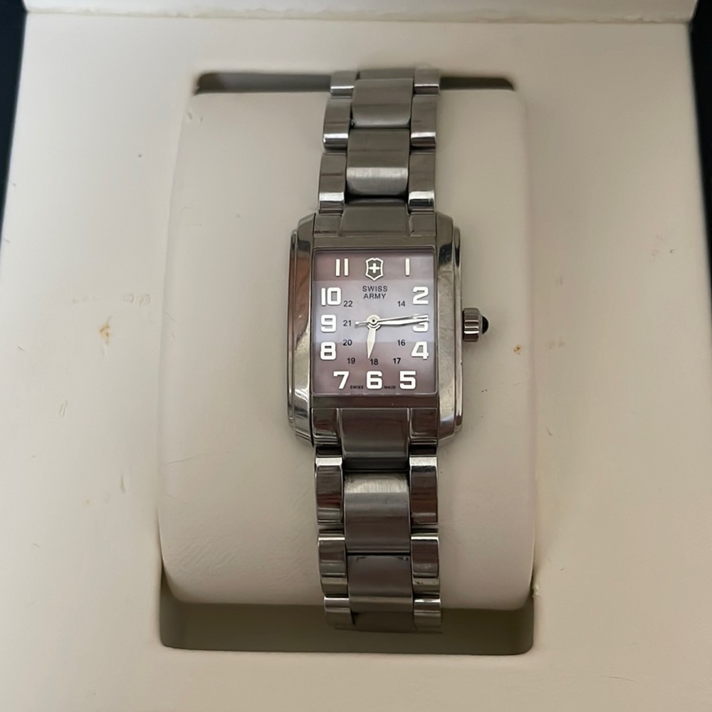 Victorinox Swiss Army Pink Vivante Mother of Pearl Rectangle Tank Watch
